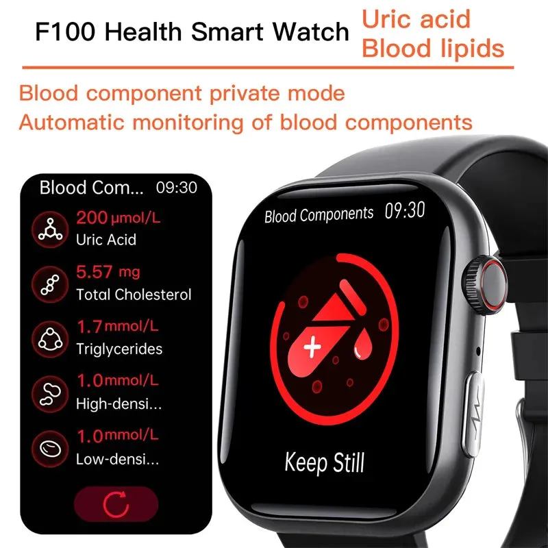 F100 Smart Watch Bluetooth Call 2.1inch Large Screen ECG HRV 24 Hrs Heart Rate Health Monitor SOS Men Women Smartwatch