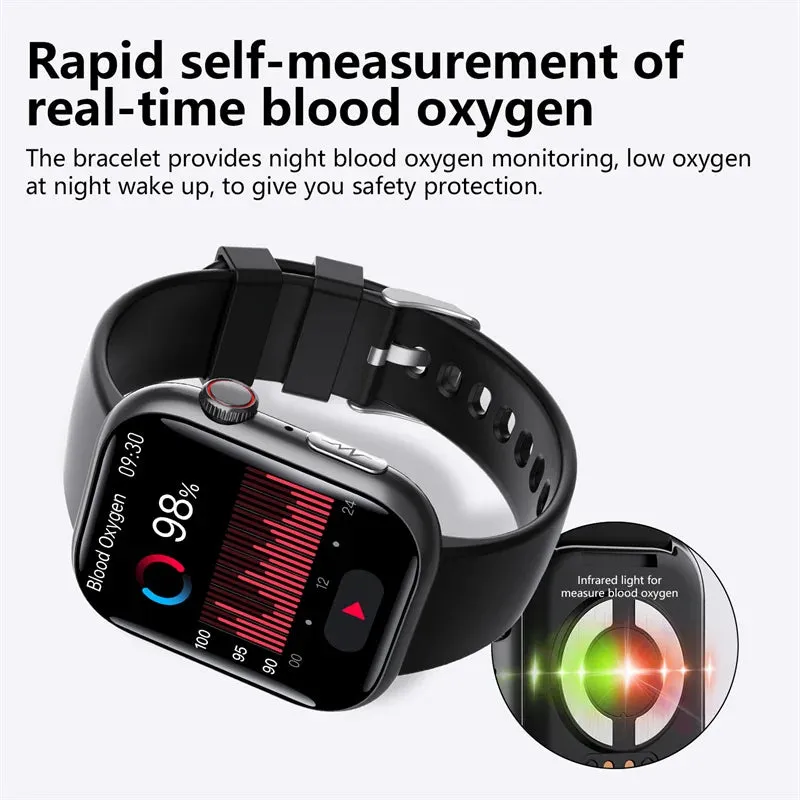 F100 Smart Watch Bluetooth Call 2.1inch Large Screen ECG HRV 24 Hrs Heart Rate Health Monitor SOS Men Women Smartwatch