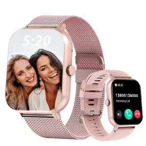 FILIEKEU Women Men Smart Watch Bluetooth Calls Mens Smart Watch IP67 Waterproof Fitness Tracker Casual Pink Silicone Smart Watches for Android iOS