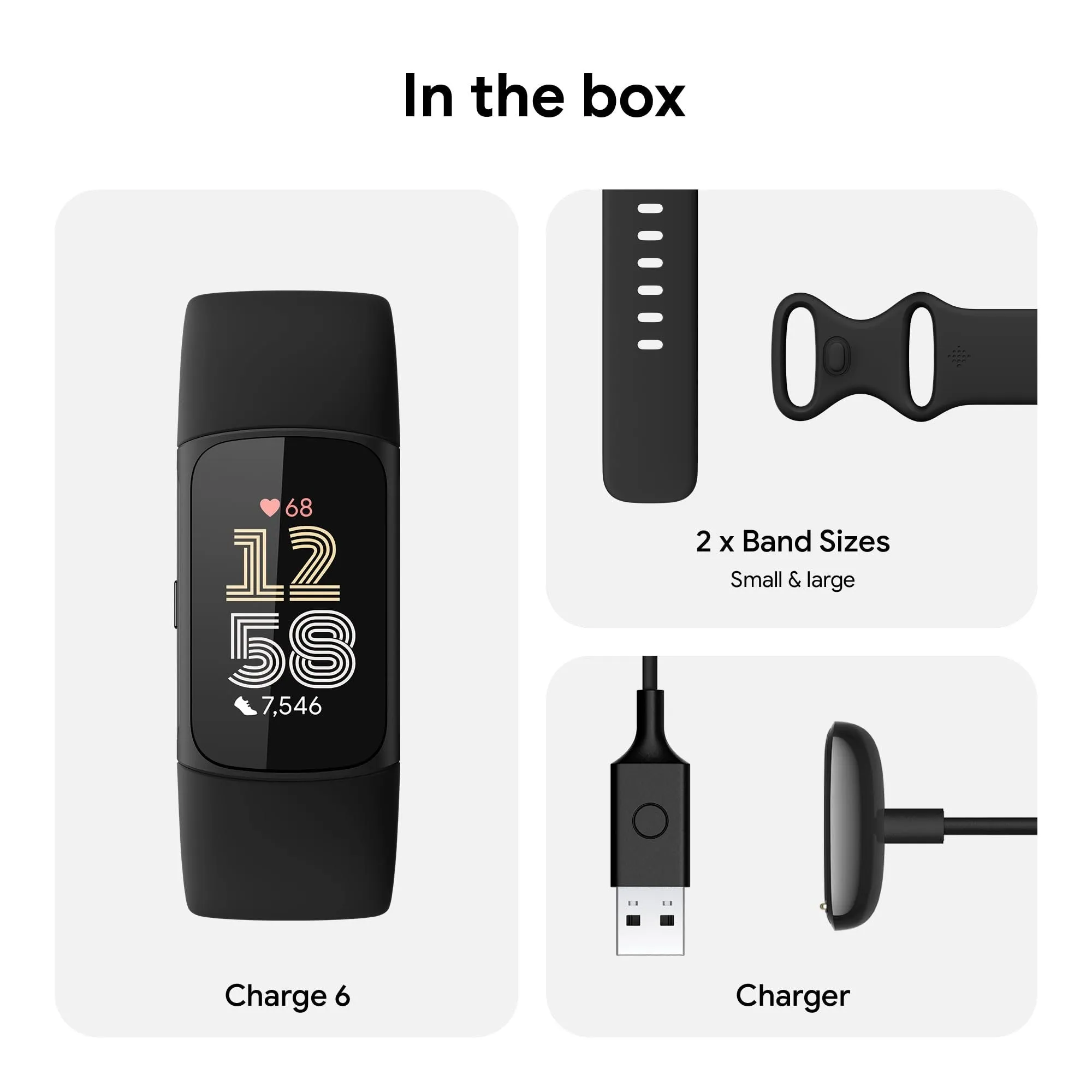 Fitbit Charge 6 Advanced Fitness & Health Tracker, Obsidian / Black Aluminum