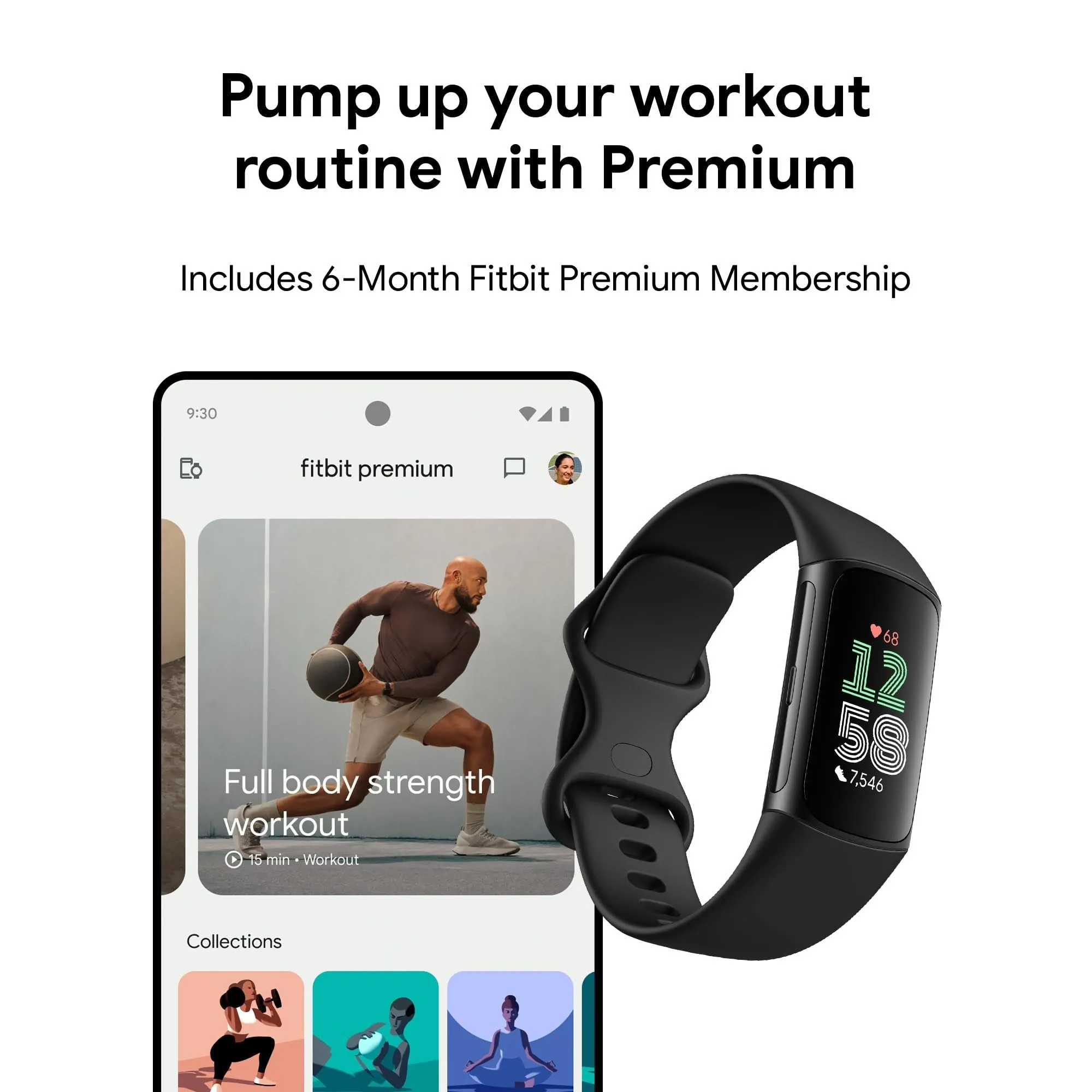 Fitbit Charge 6 Advanced Fitness & Health Tracker, Obsidian / Black Aluminum
