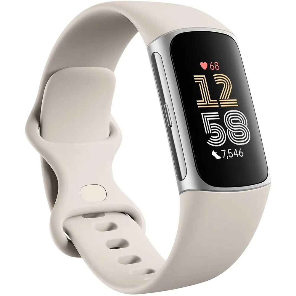 Fitbit Charge 6 Advanced Fitness & Health Tracker, Porcelain w/ Fitness Bundle