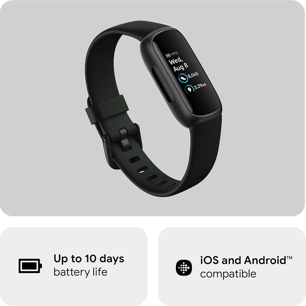 Fitbit Inspire 3 Health and Fitness Tracker, Midnight Zen / Black w/ Fitness Bundle