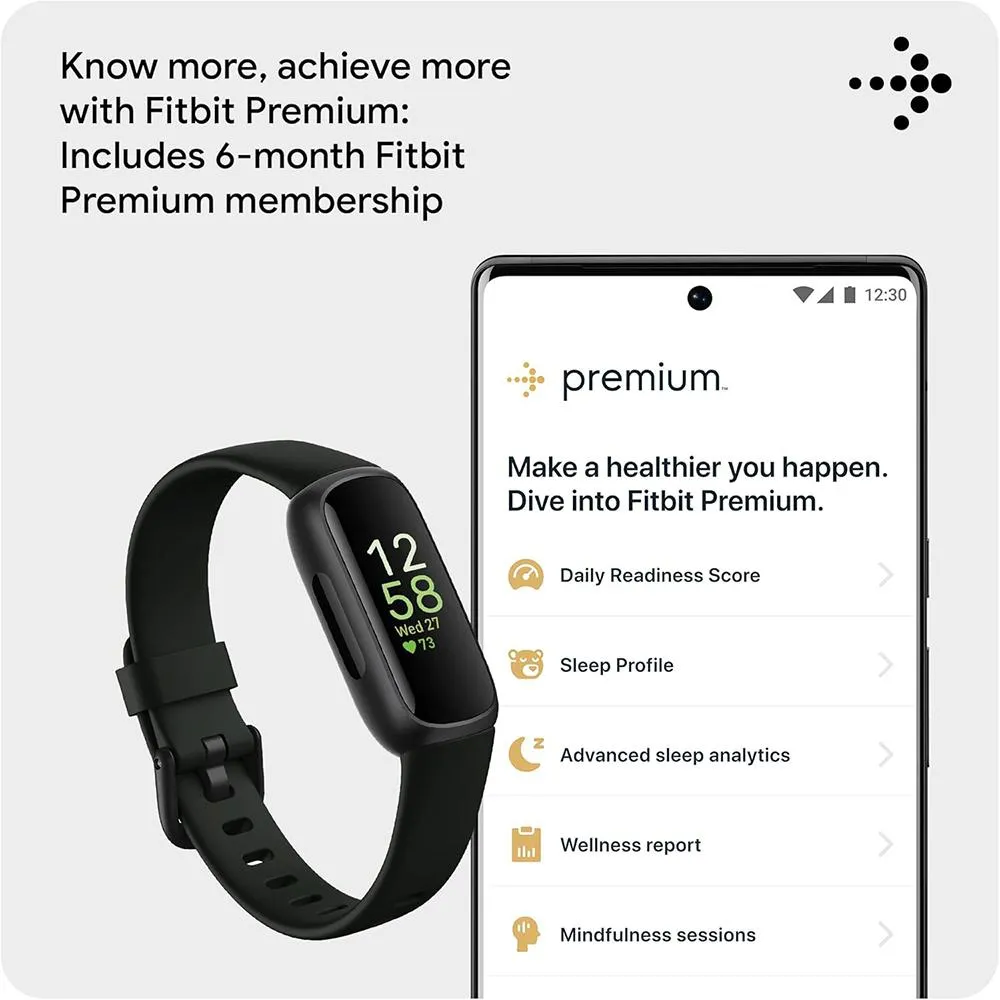 Fitbit Inspire 3 Health and Fitness Tracker, Midnight Zen / Black w/ Fitness Bundle