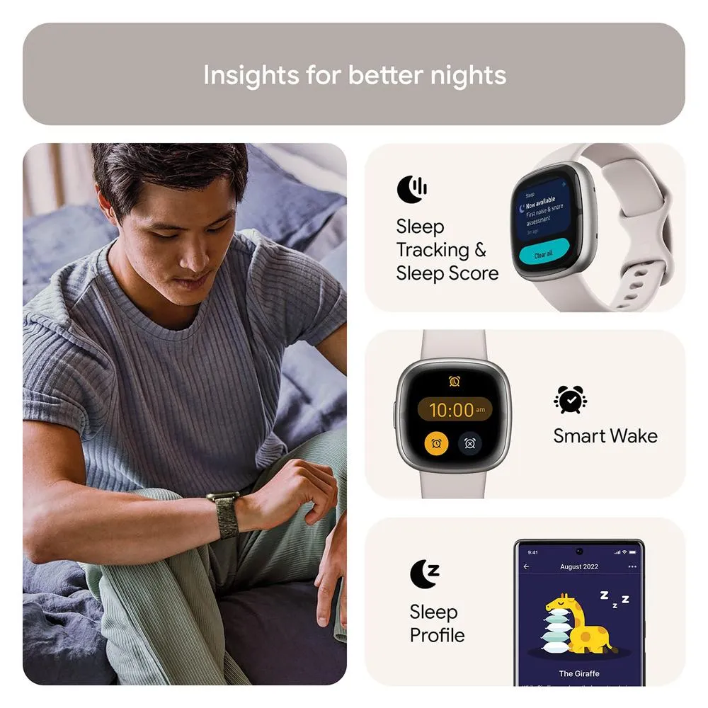 Fitbit Sense 2 Advanced Health & Fitness Smartwatch, Sleep Tools   Fitness Bundle