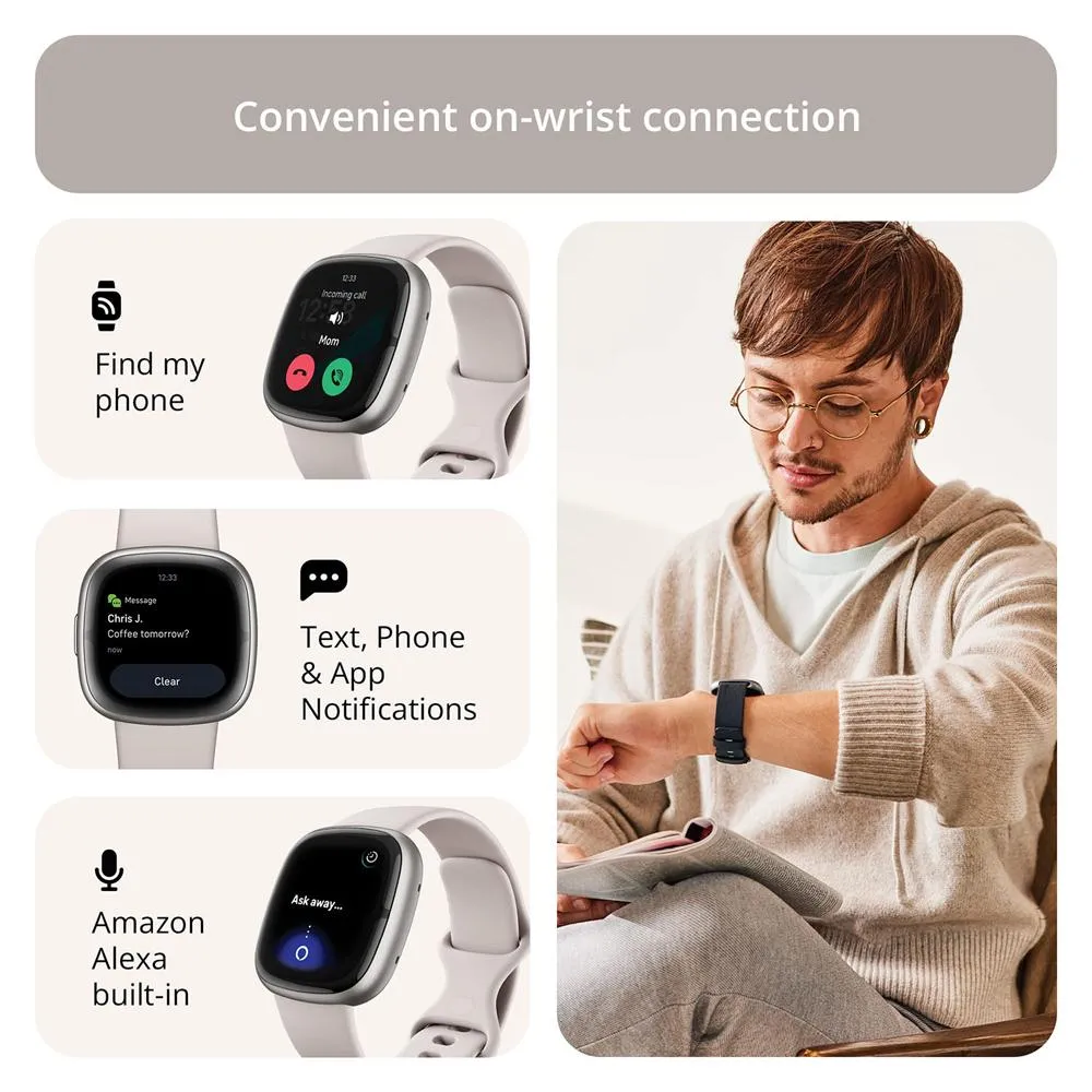Fitbit Sense 2 Advanced Health & Fitness Smartwatch, Sleep Tools   Fitness Bundle