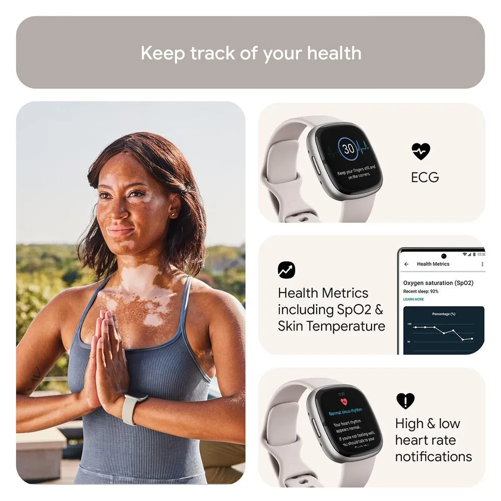 Fitbit Sense 2 Advanced Health & Fitness Smartwatch, Sleep Tools   Fitness Bundle