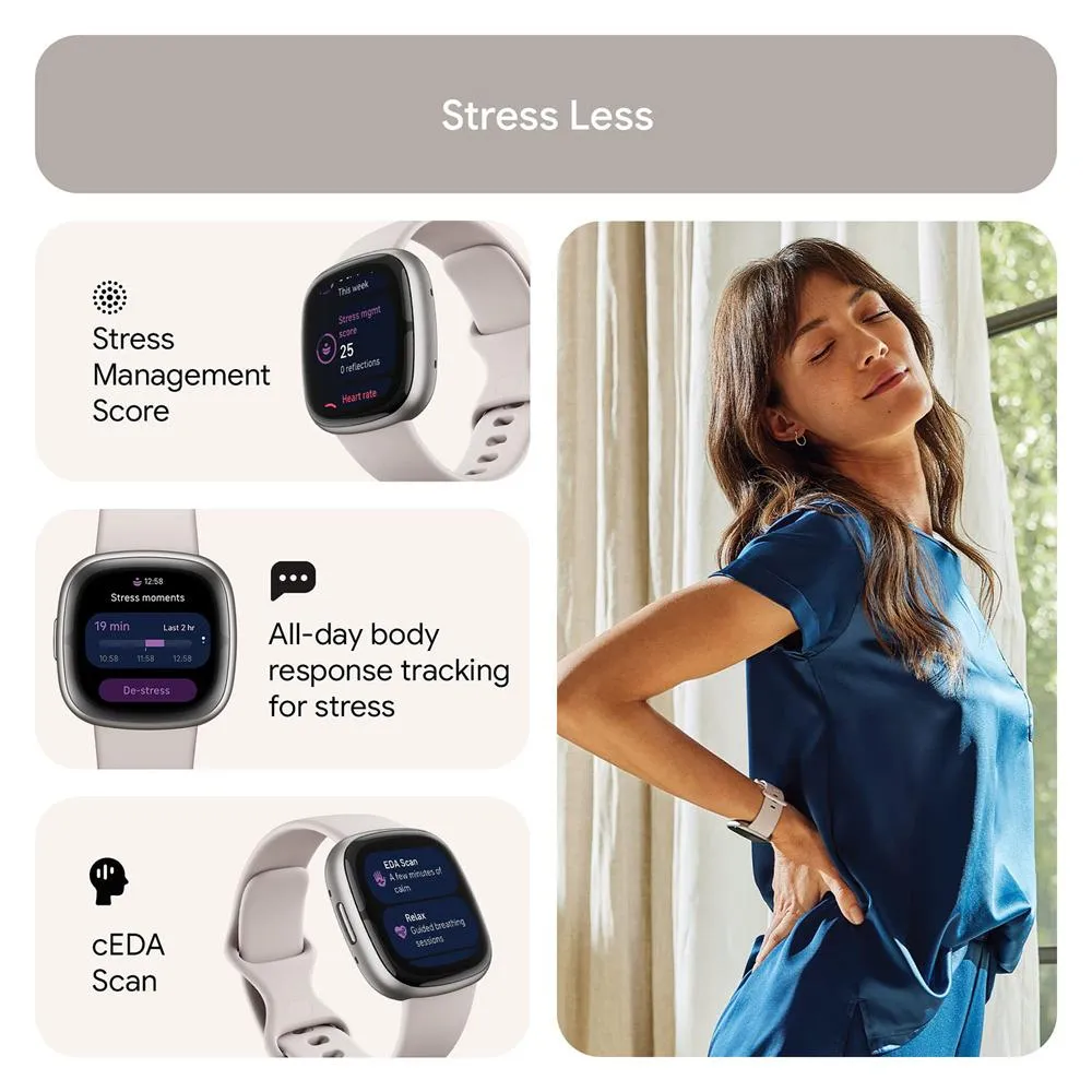 Fitbit Sense 2 Advanced Health & Fitness Smartwatch, Sleep Tools   Fitness Bundle