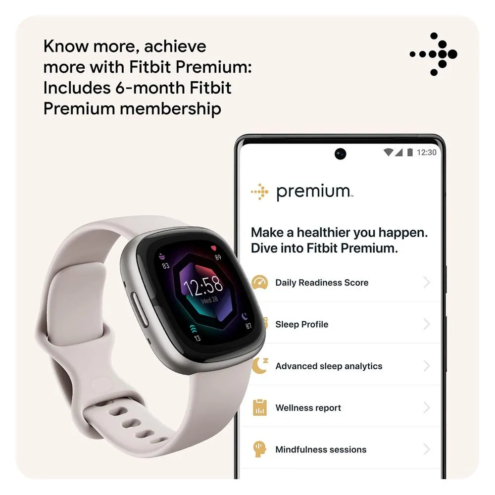 Fitbit Sense 2 Advanced Health & Fitness Smartwatch, Sleep Tools   Fitness Bundle