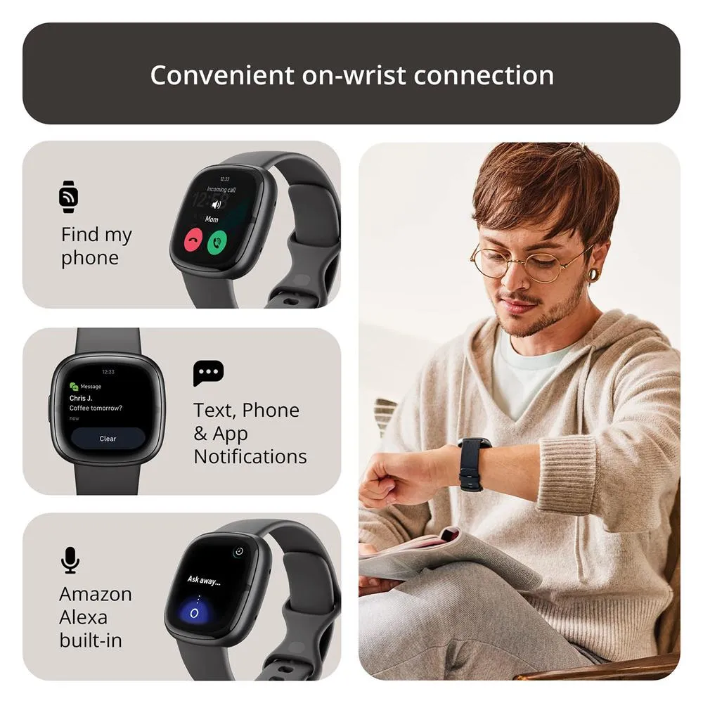 Fitbit Sense 2 Advanced Health & Fitness Smartwatch, Sleep Tools w/ Fitness Bundle