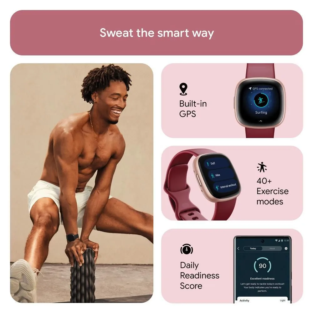 Fitbit Versa 4 Fitness Watch (Beet Juice / Copper Rose Aluminum) FB523RGRD-FRCJK