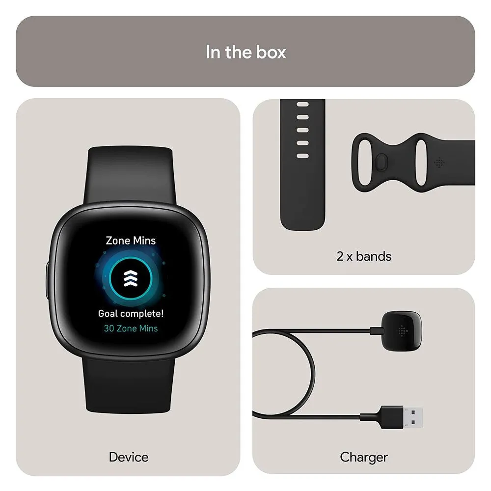 Fitbit Versa 4 Fitness Watch (Black / Graphite Aluminum) FB523BKBK-FRCJK