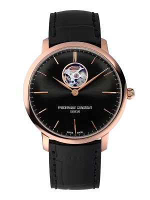 FREDERIQUE CONSTANT SLIMLINE HEART BEAT AUTOMATIC RG PLATED BLACK DIAL