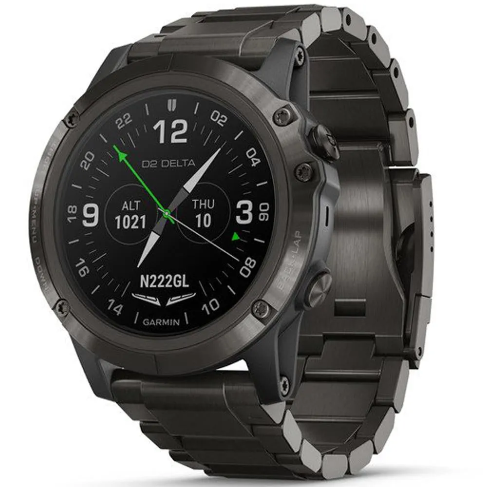 Garmin D2 Delta PX GPS Pilot Smartwatch with Pulse Ox Sensor, Titanium Band