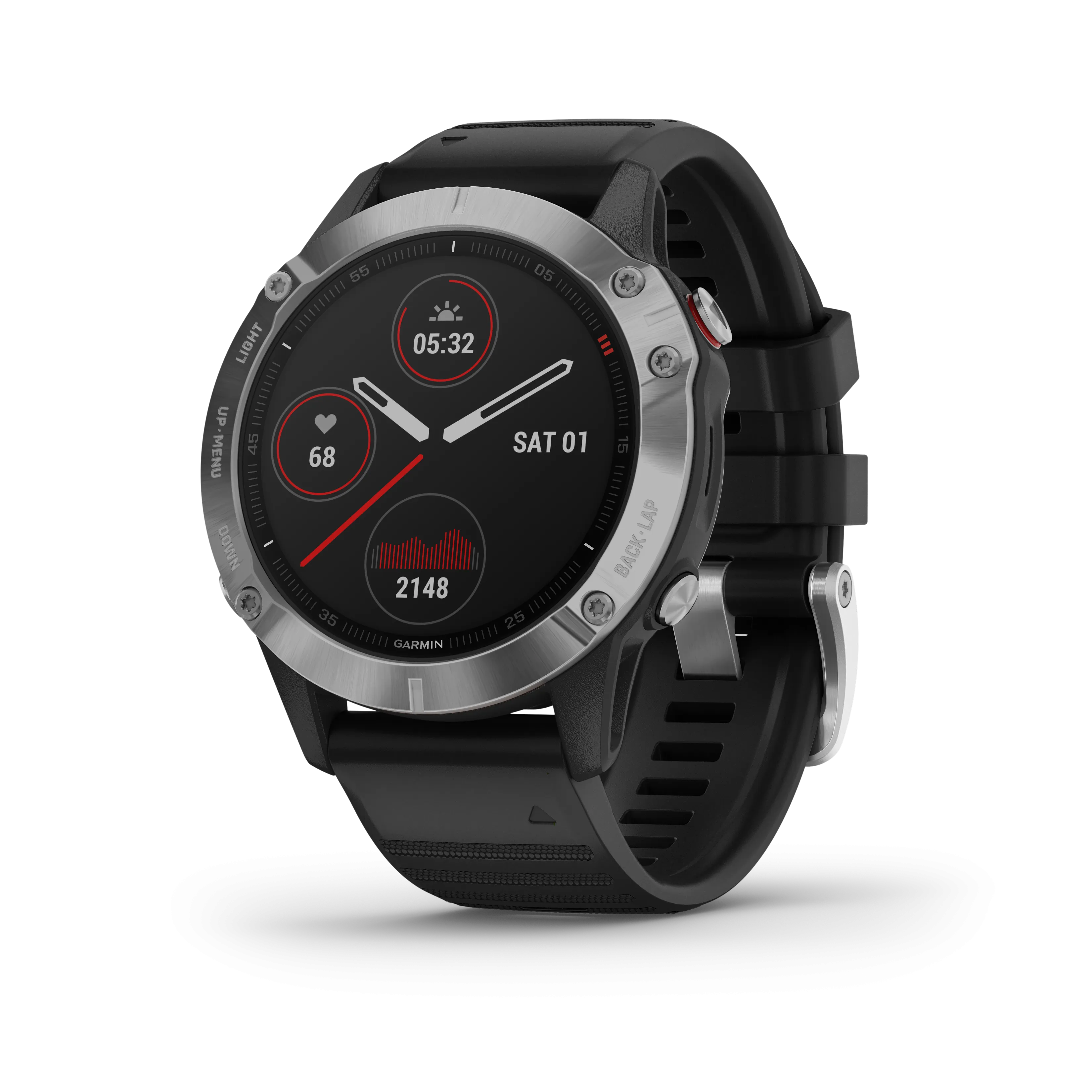 Garmin Fenix 6 Silver with Black Band Included Wearable4U Power Pack Bundle