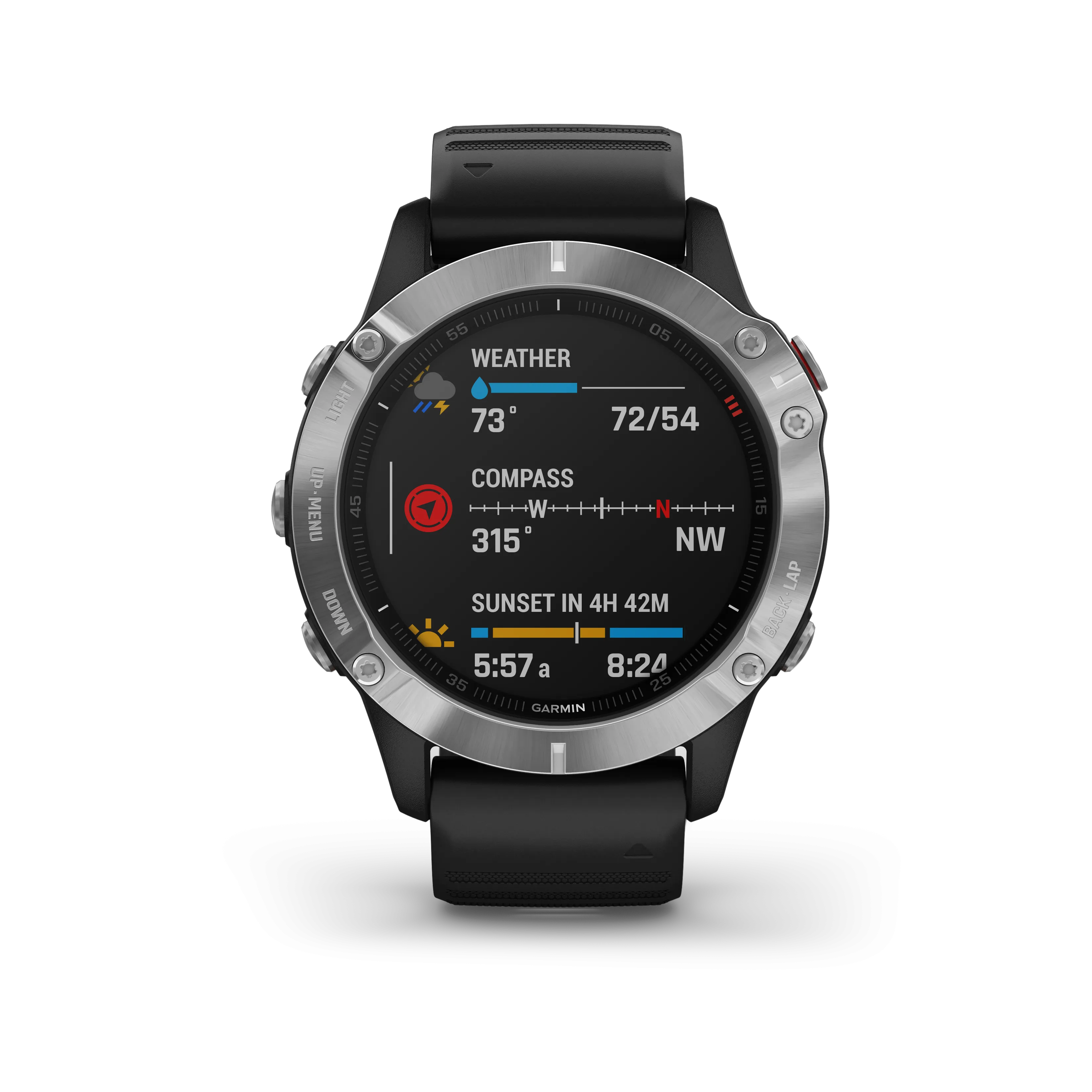 Garmin Fenix 6 Silver with Black Band Included Wearable4U Power Pack Bundle