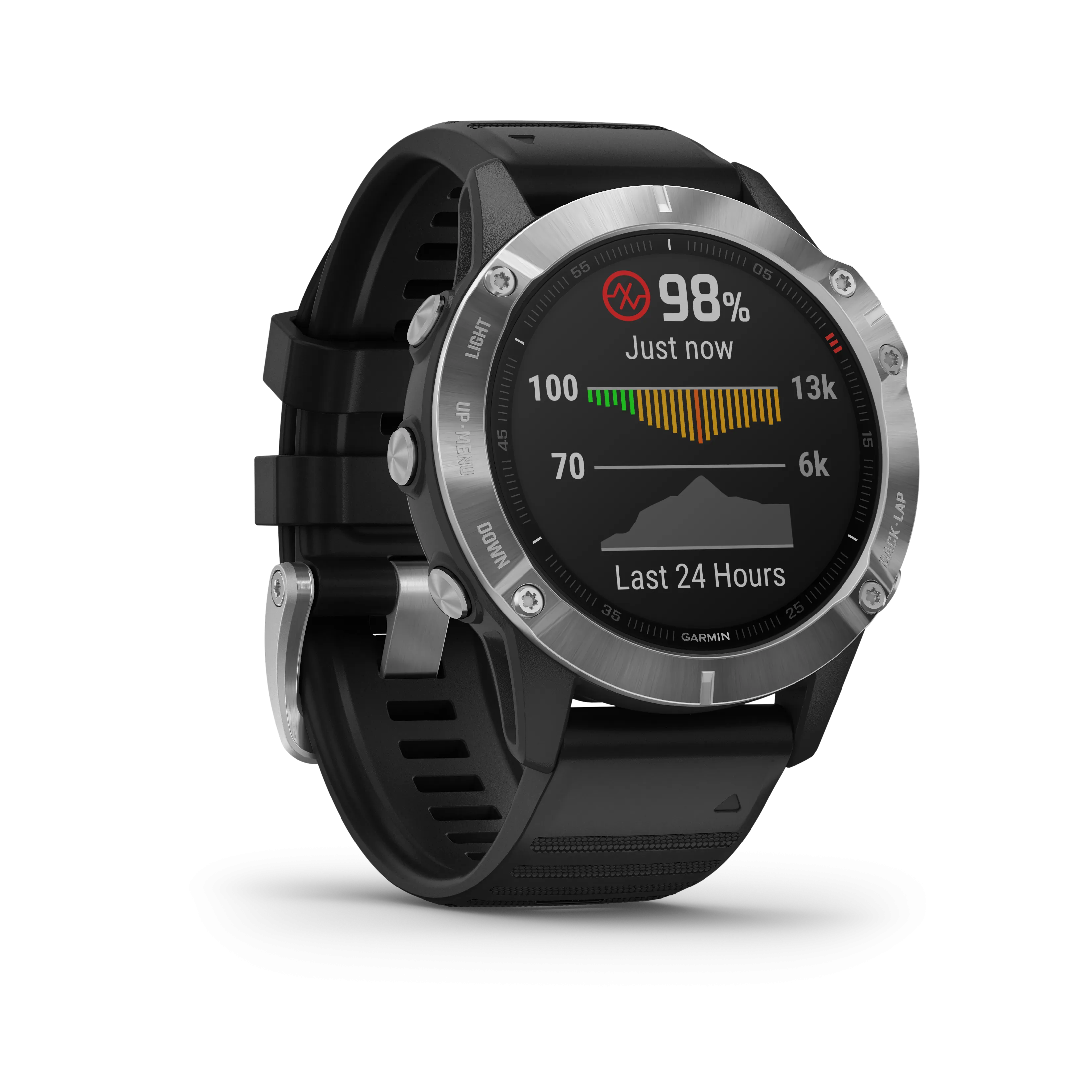 Garmin Fenix 6 Silver with Black Band Included Wearable4U Power Pack Bundle