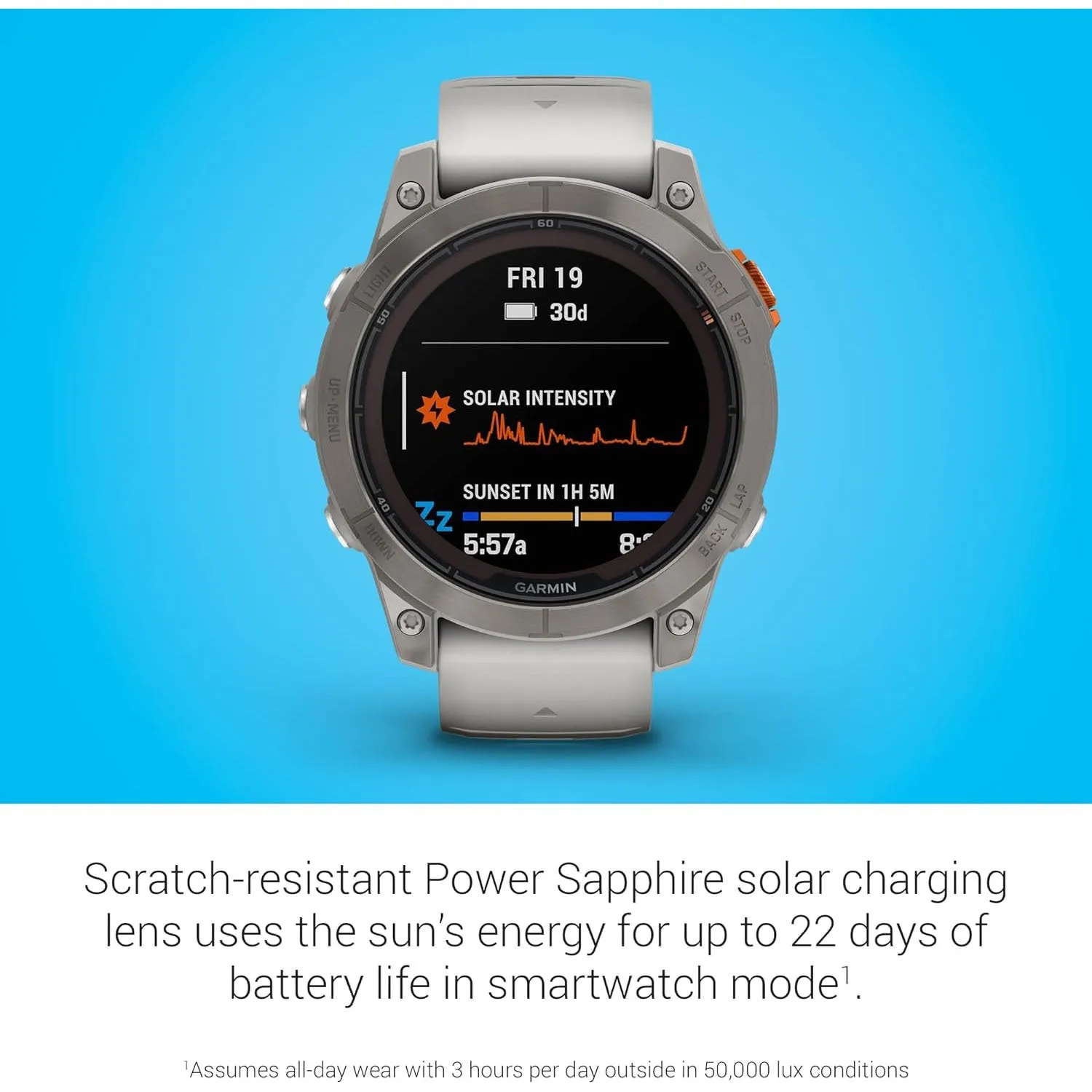 Garmin Fenix 7 Pro Solar, Sapphire, Titanium, Fog Gray/ember Orange