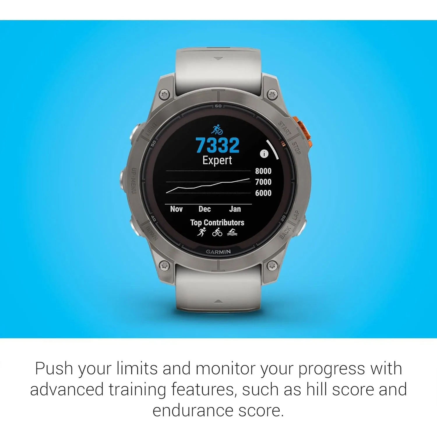 Garmin Fenix 7 Pro Solar, Sapphire, Titanium, Fog Gray/ember Orange