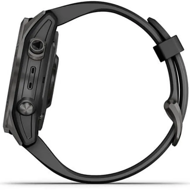 Garmin Fenix 7S Sapphire Solar Smartwatch - Carbon Gray DLC Titanium with Black Band