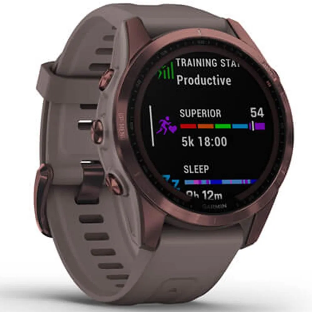 Garmin Fenix 7S Sapphire Solar Smartwatch, Dark Bronze Titanium w/ Accessories Bundle