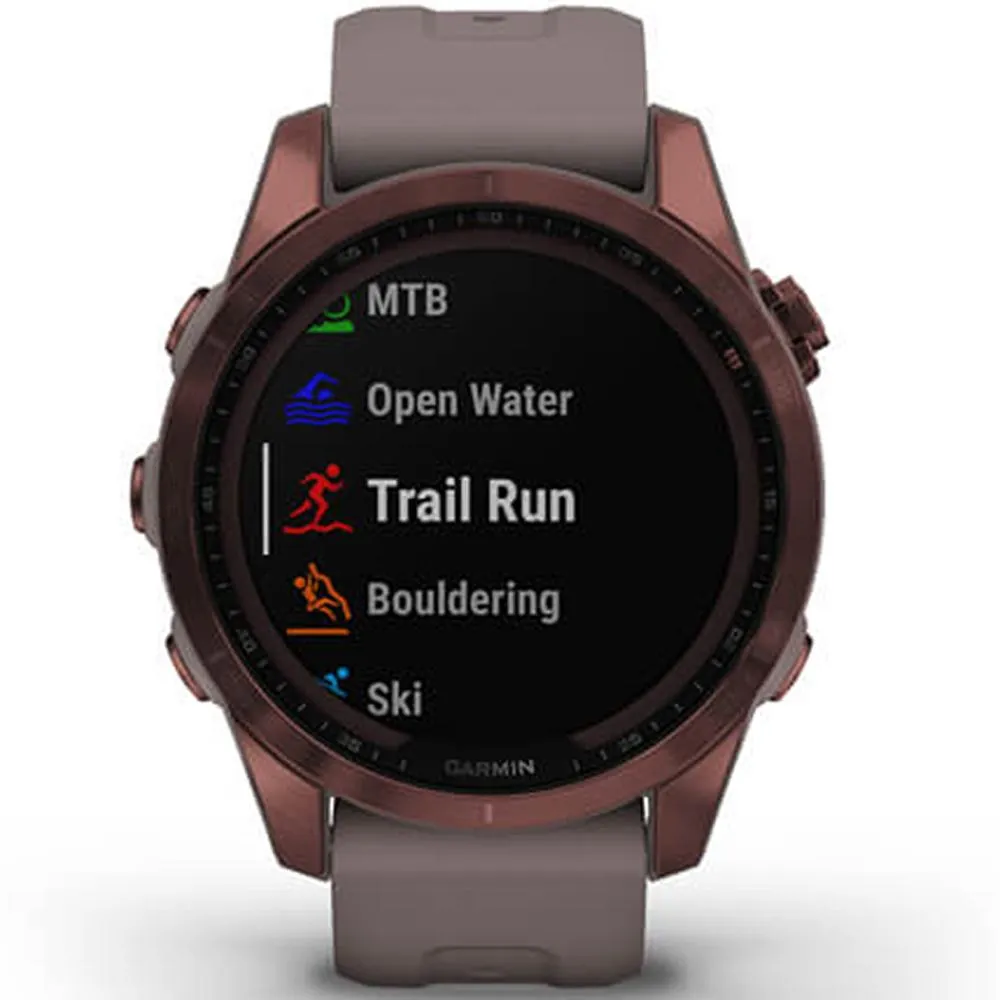 Garmin Fenix 7S Sapphire Solar Smartwatch, Dark Bronze Titanium w/ Accessories Bundle