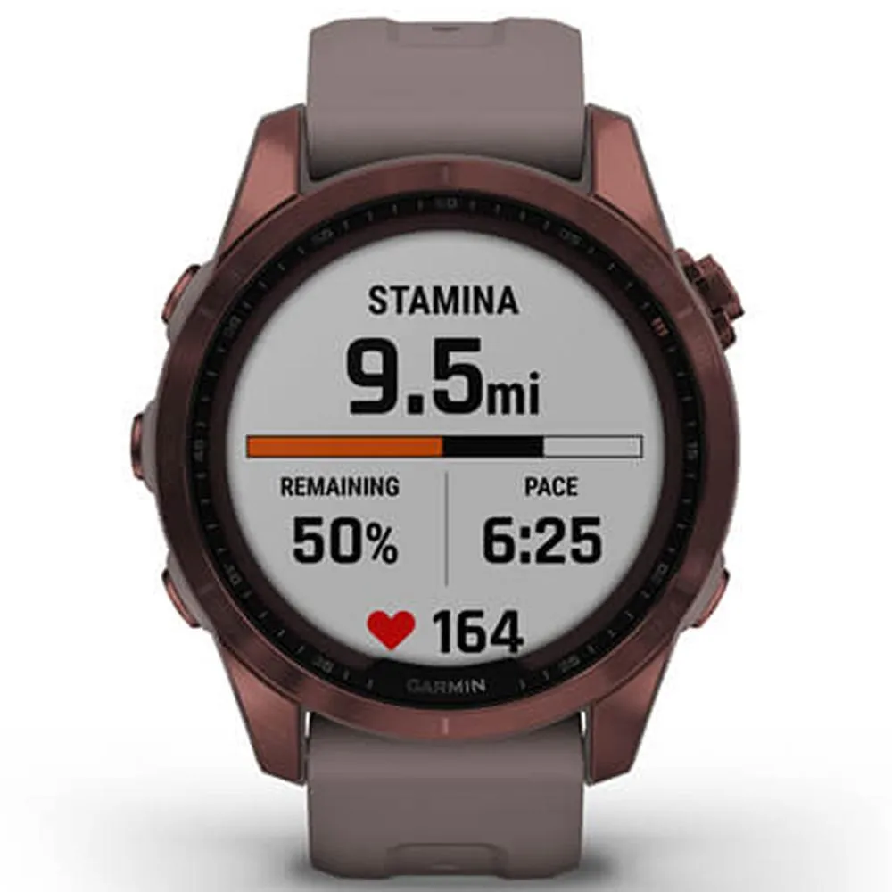 Garmin Fenix 7S Sapphire Solar Smartwatch, Dark Bronze Titanium w/ Accessories Bundle