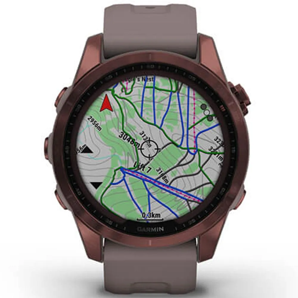 Garmin Fenix 7S Sapphire Solar Smartwatch, Dark Bronze Titanium w/ Accessories Bundle