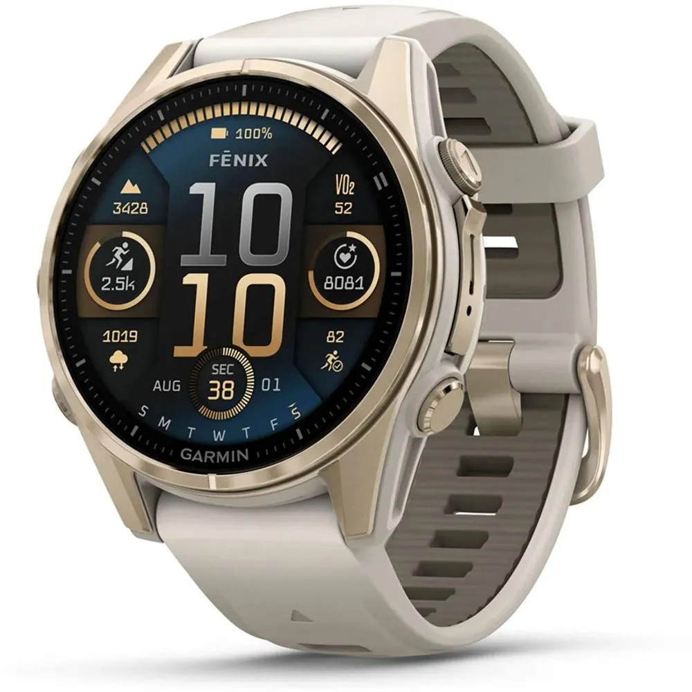 Garmin Fenix 8 43mm Smartwatch, AMOLED, Sapphire, Soft Gold   Accessories Bundle