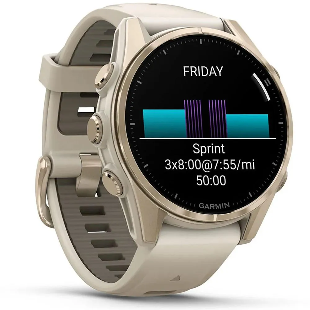 Garmin Fenix 8 43mm Smartwatch, AMOLED, Sapphire, Soft Gold   Accessories Bundle