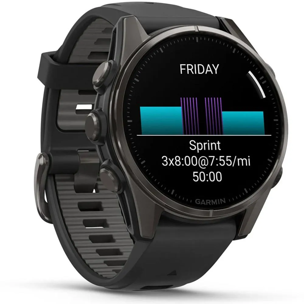 Garmin Fenix 8 43mm Smartwatch, Sapphire, Carbon Gray DLC Titanium   Accessories Bundle