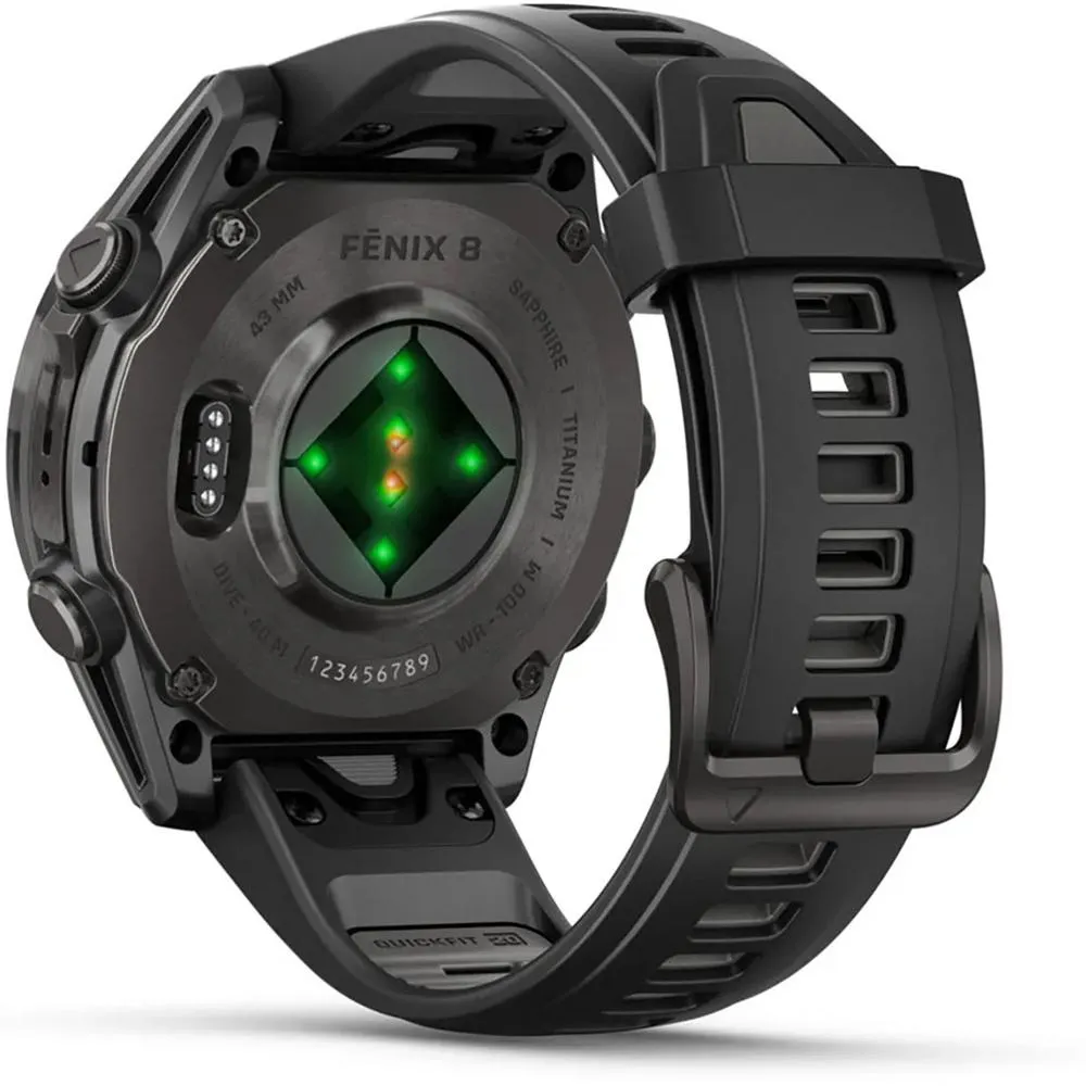 Garmin Fenix 8 43mm Smartwatch, Sapphire, Carbon Gray DLC Titanium   Accessories Bundle