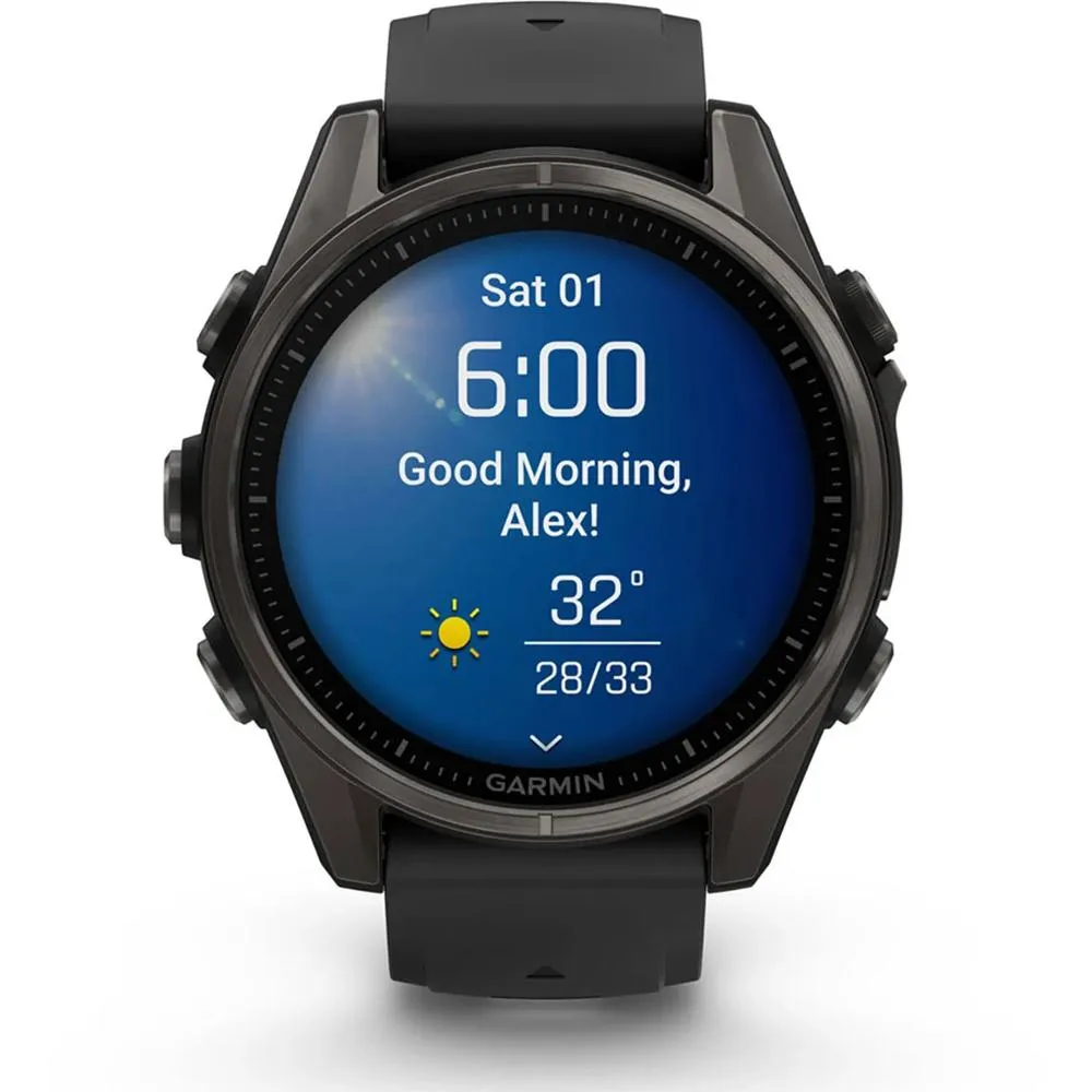 Garmin Fenix 8 43mm Smartwatch, Sapphire, Carbon Gray DLC Titanium   Accessories Bundle