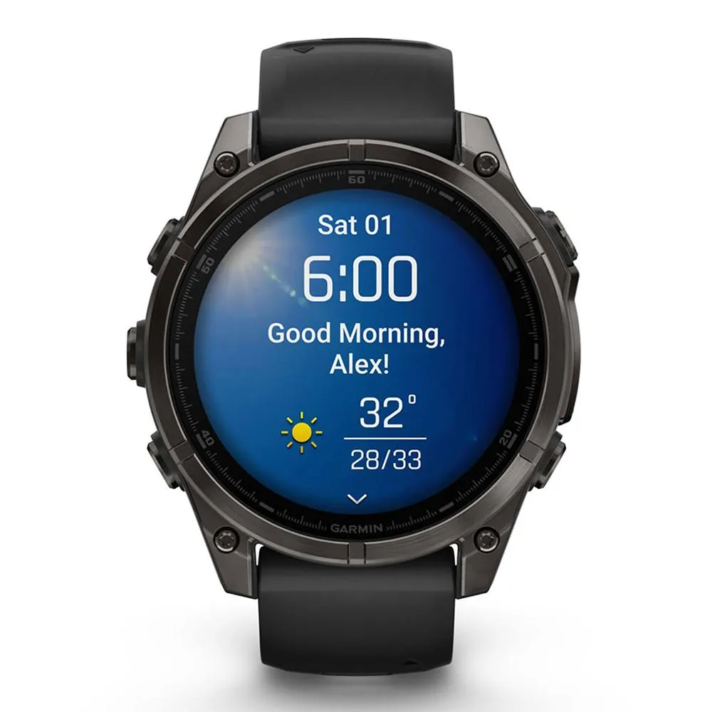 Garmin Fenix 8 47 mm AMOLED Gray Titanium w/ Black Band   2 Year Warranty Bundle