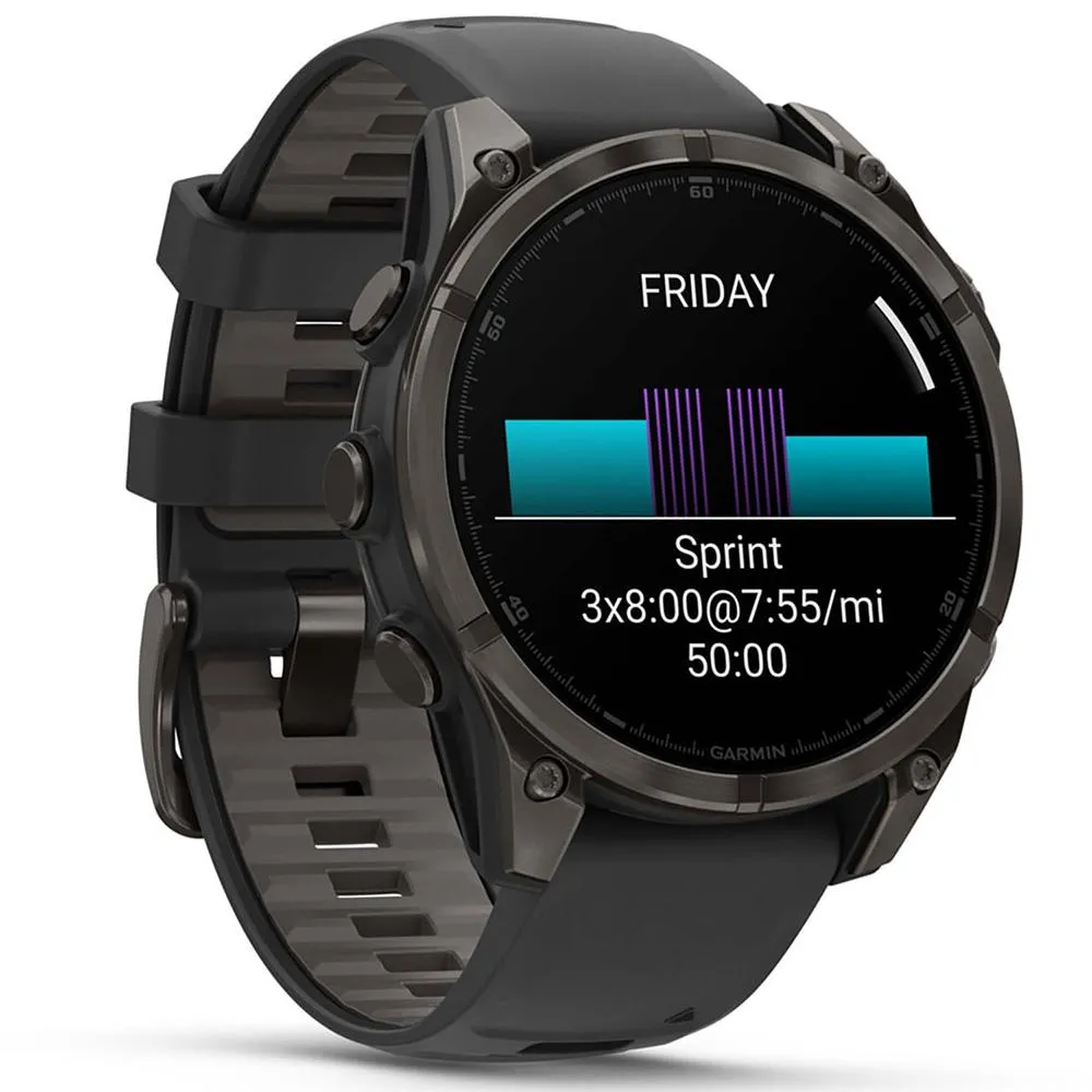 Garmin Fenix 8 47 mm AMOLED Gray Titanium w/ Black Band   2 Year Warranty Bundle