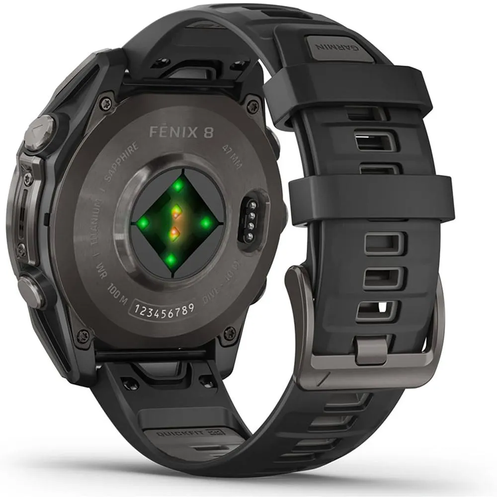 Garmin Fenix 8 47 mm AMOLED Gray Titanium w/ Black Band   2 Year Warranty Bundle