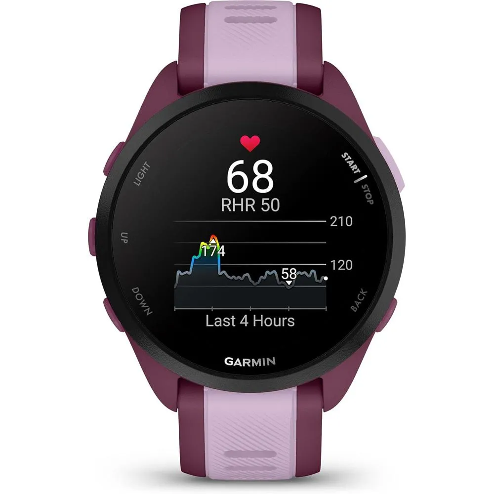 Garmin Forerunner 165 Music Smart Sport Watch, Berry   Lilac w/ HRM 200 (XS-S) Bundle