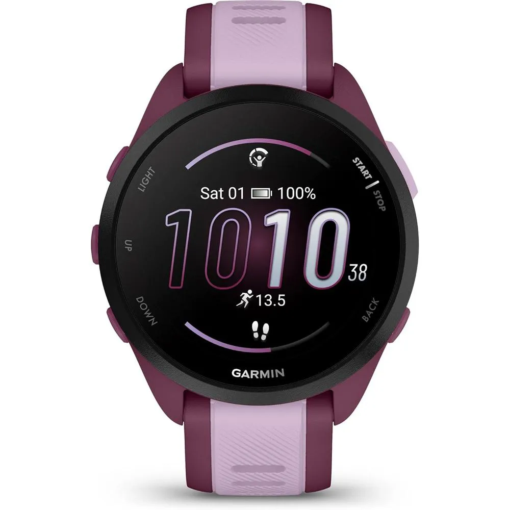 Garmin Forerunner 165 Music Smart Sport Watch, Berry   Lilac w/ HRM 200 (XS-S) Bundle