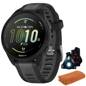 Garmin Forerunner 165 Music Smart Sport Watch, Black   Slate Gray w/ Accessories Bundle