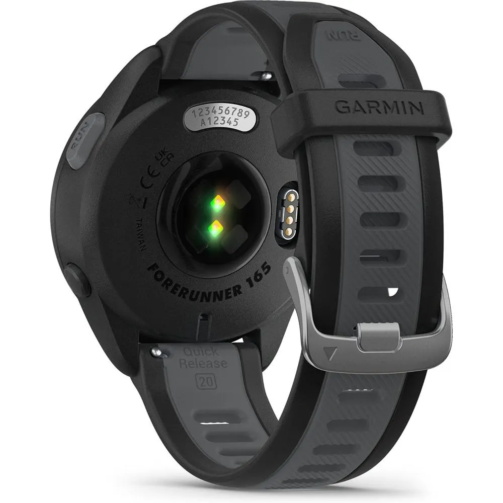 Garmin Forerunner 165 Music Smart Sport Watch, Black   Slate Gray w/ Warranty Bundle