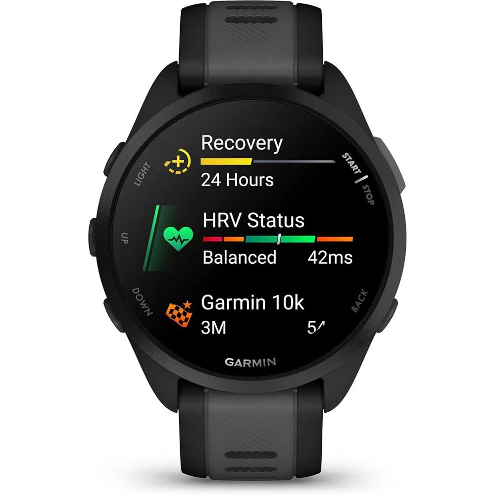 Garmin Forerunner 165 Music Smart Sport Watch, Black   Slate Gray w/ Warranty Bundle