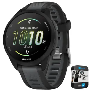 Garmin Forerunner 165 Music Smart Sport Watch, Black   Slate Gray w/ Warranty Bundle