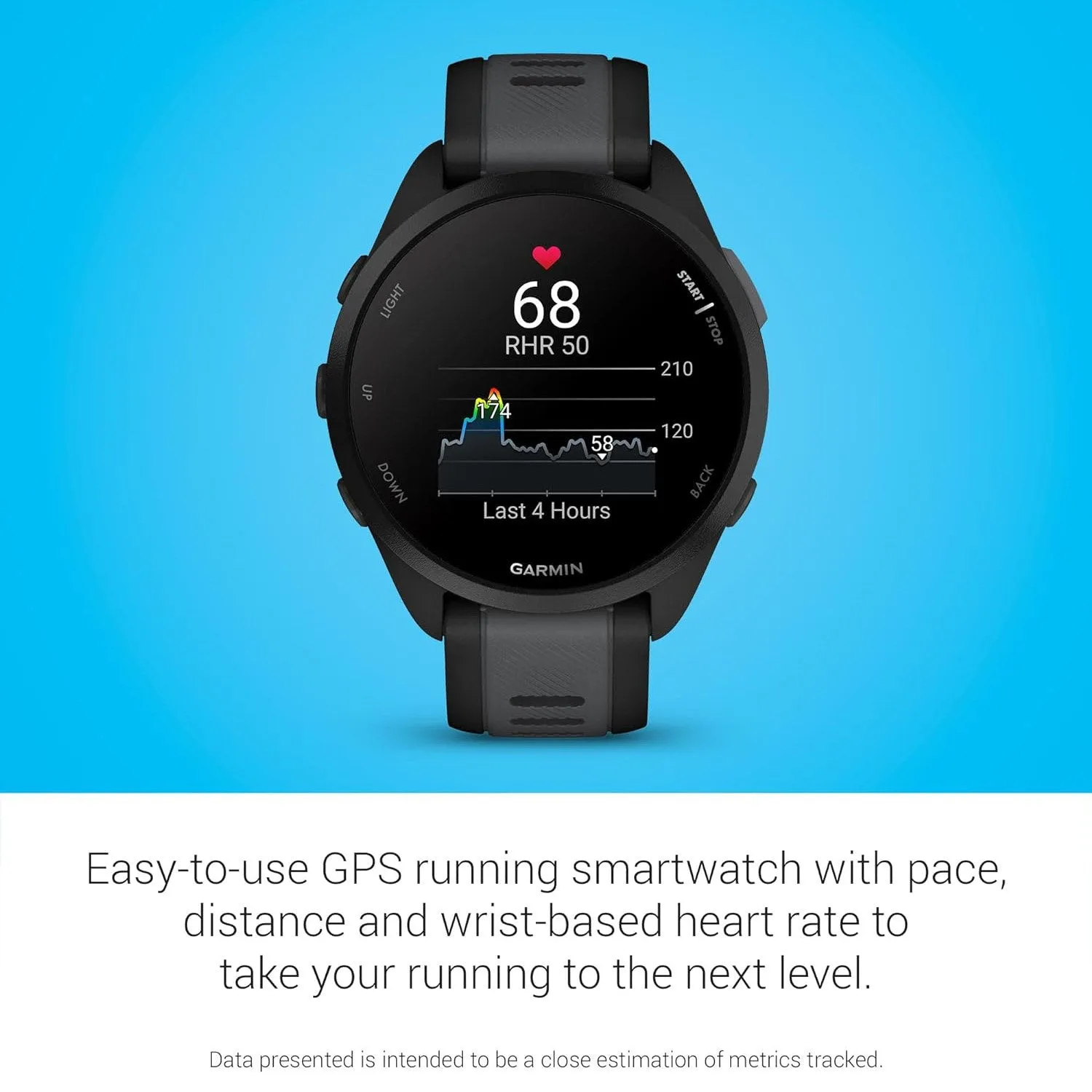 Garmin Forerunner 165 Smart Sport Watch in Black   Slate Gray   HRM 200 (XS-S) Bundle