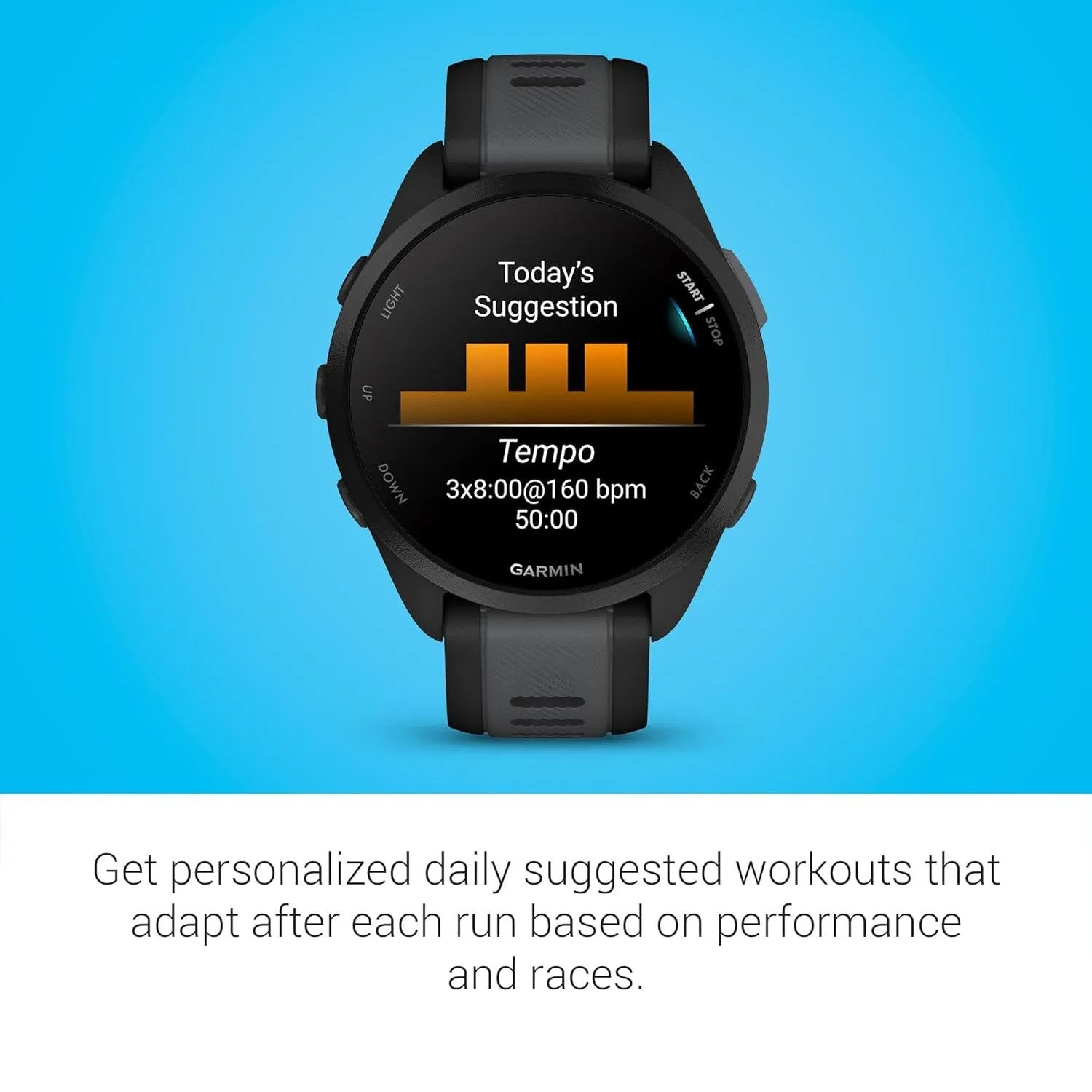 Garmin Forerunner 165 Smart Sport Watch in Black   Slate Gray   HRM 200 (XS-S) Bundle