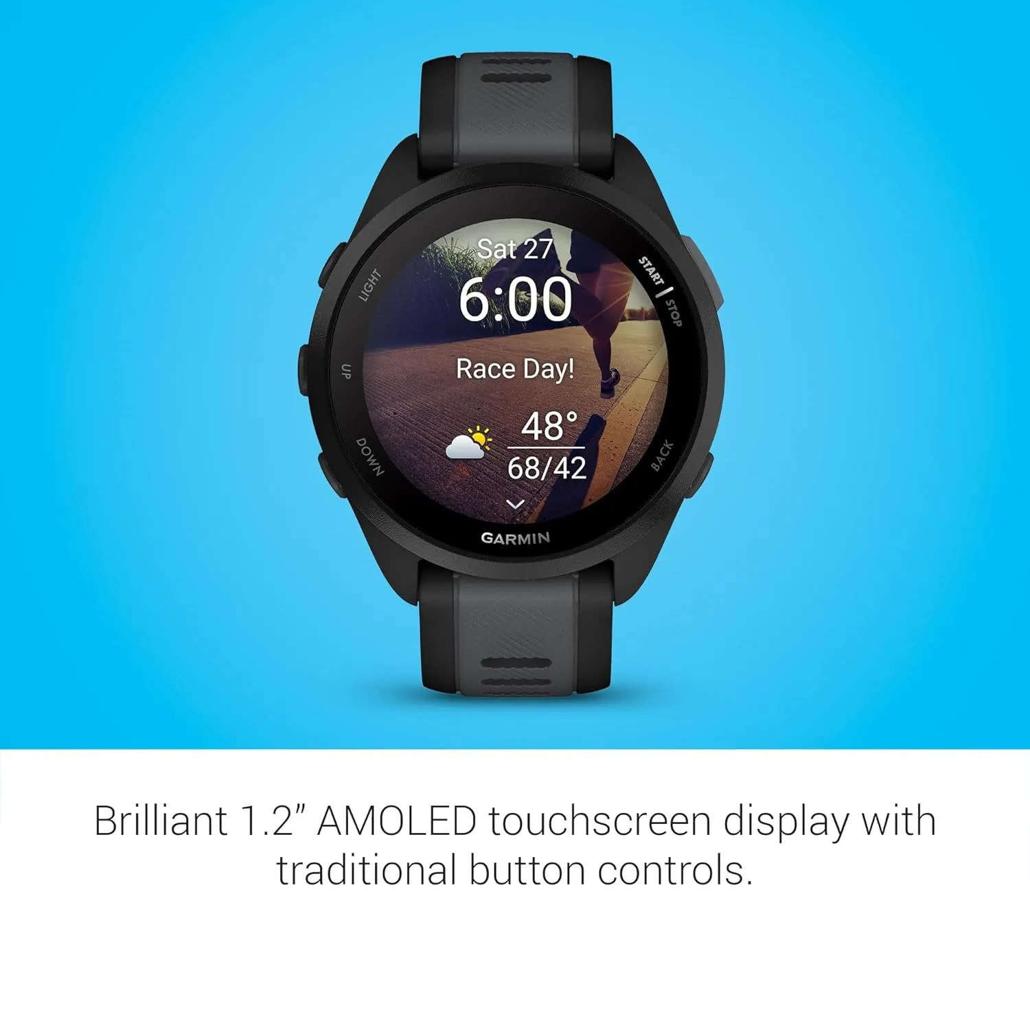 Garmin Forerunner 165 Smart Sport Watch in Black   Slate Gray   HRM 200 (XS-S) Bundle