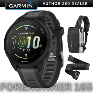 Garmin Forerunner 165 Smart Sport Watch in Black   Slate Gray   HRM 200 (XS-S) Bundle