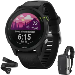 Garmin Forerunner 255 GPS Smartwatch Black with Backpack & Heart Rate Strap M-XL