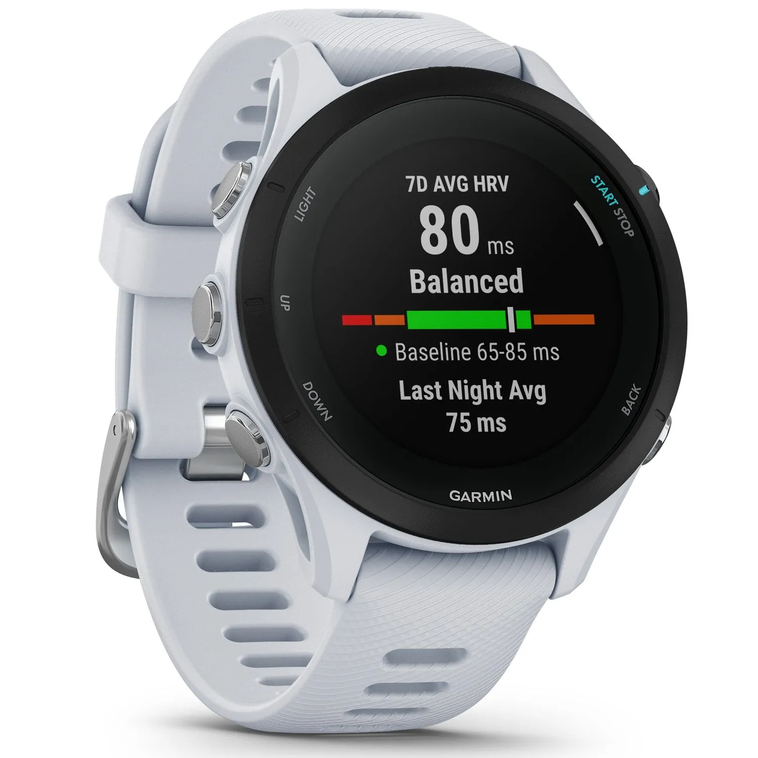 Garmin Forerunner 255 Music GPS Smartwatch, Whitestone