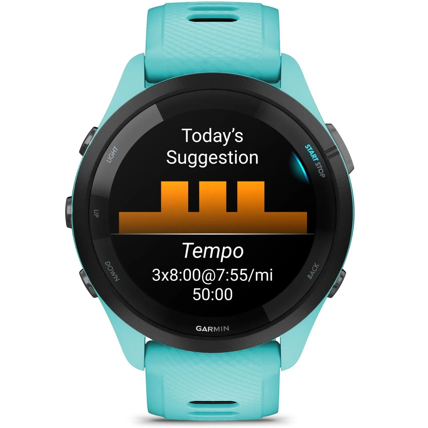 Garmin Forerunner 265 GPS Smartwatch, Aqua/Black   Charging Dock   Protector Bundle