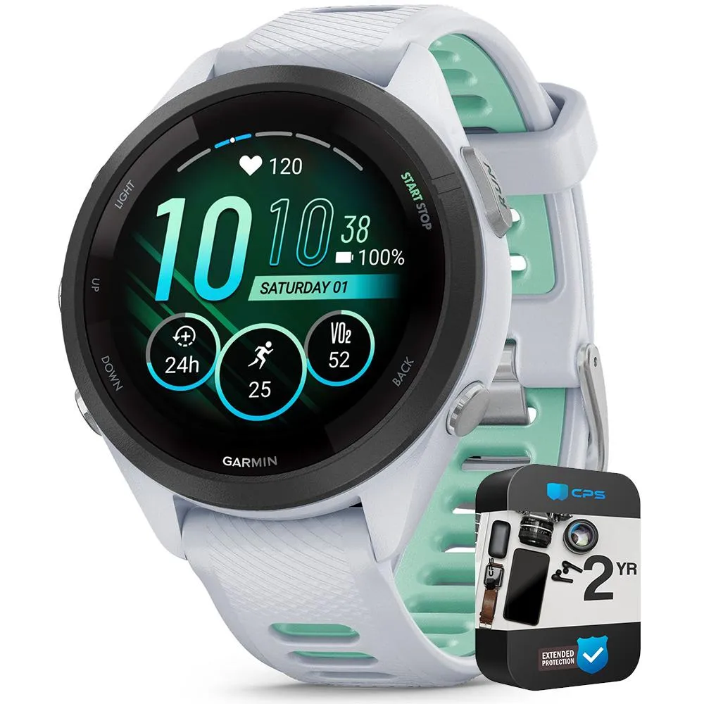 Garmin Forerunner 265S GPS Smartwatch Whitestone/Neo Tropic with 2 Year Warranty
